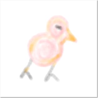 Pink red watercolor chicken bird art Posters and Art